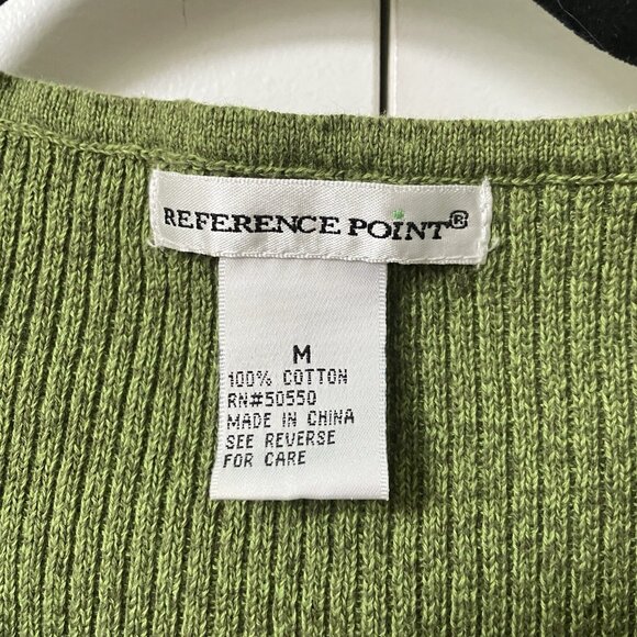 Y2K Reference Point Sweater Top Womens M Green Knit Stretch Twofer Fairy Grunge - Picture 3 of 7